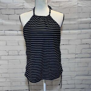 Janela Bay Black Striped High Neck Swim Top | Size XXL | NWT
